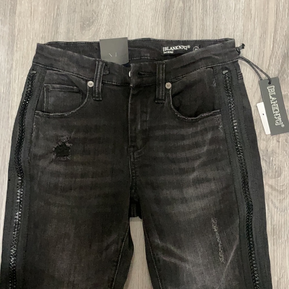 Blank NYC jeans black 24 size zip side skinny mid-rise